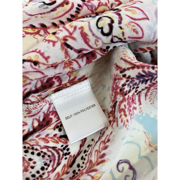 Rose & Olive Sleeveless Peasant Style Blouse, Tie Neck, Gorgeous Colors, Sz Med - Picture 11 of 11